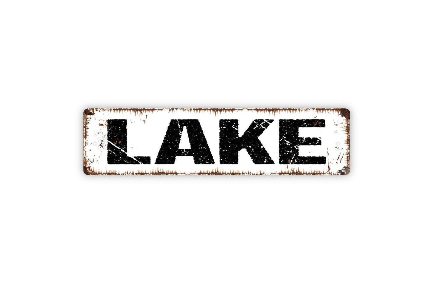 Lake Sign | Rustic Cabin Wall Decor | Farmhouse Lake House Sign | Custom Metal Sign or Vinyl Sticker | Lodge or Waterfront Wall Art