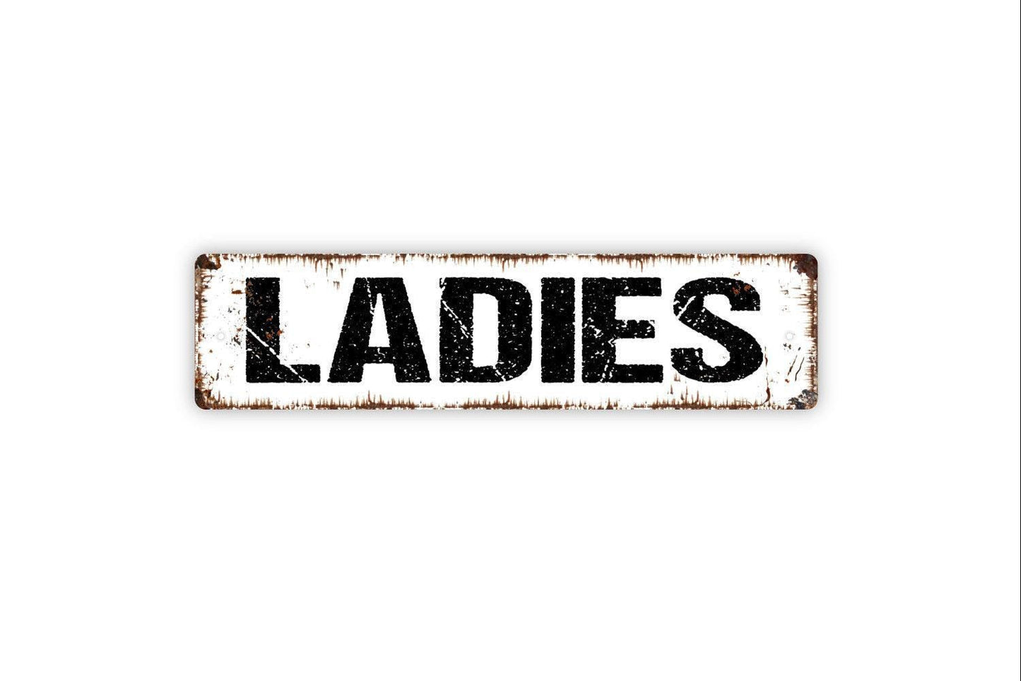 Ladies Bathroom Sign - Restroom Women Vinyl Sticker Or  Metal Street Sign or Door Name Plate Plaque