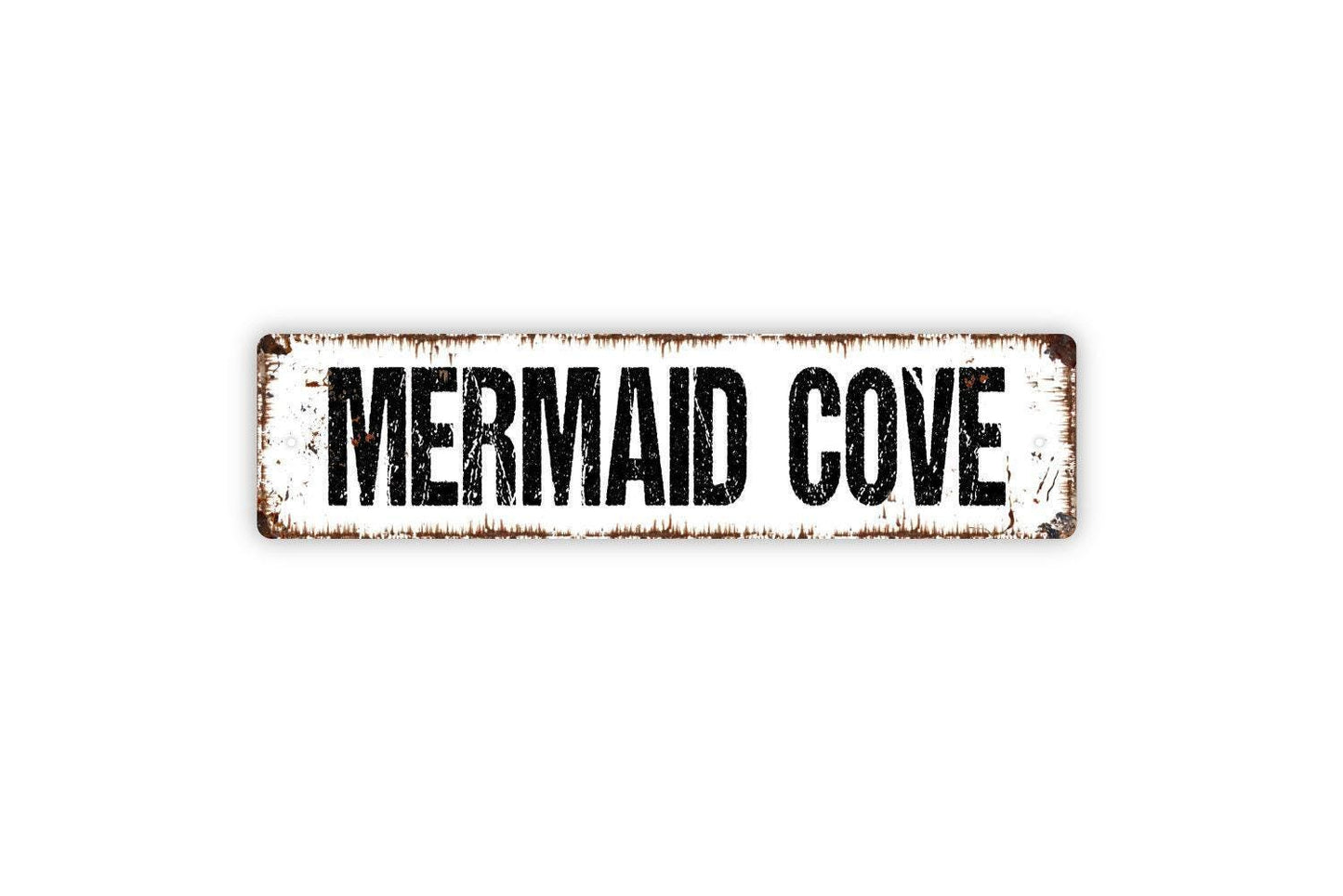 Mermaid Cove Sign - Vinyl Sticker Or  Metal Street Sign or Door Name Plate Plaque