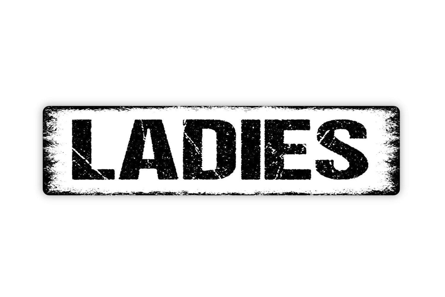 Ladies Bathroom Sign - Restroom Women Vinyl Sticker Or  Metal Street Sign or Door Name Plate Plaque