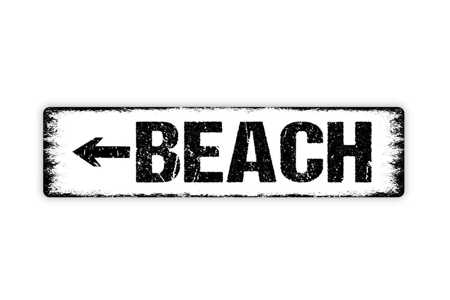 Beach With Arrow Sign | Coastal Wall Decor | Metal Sign or Vinyl Sticker for Beach Houses, Patios, Pools, or Coastal Themed Homes