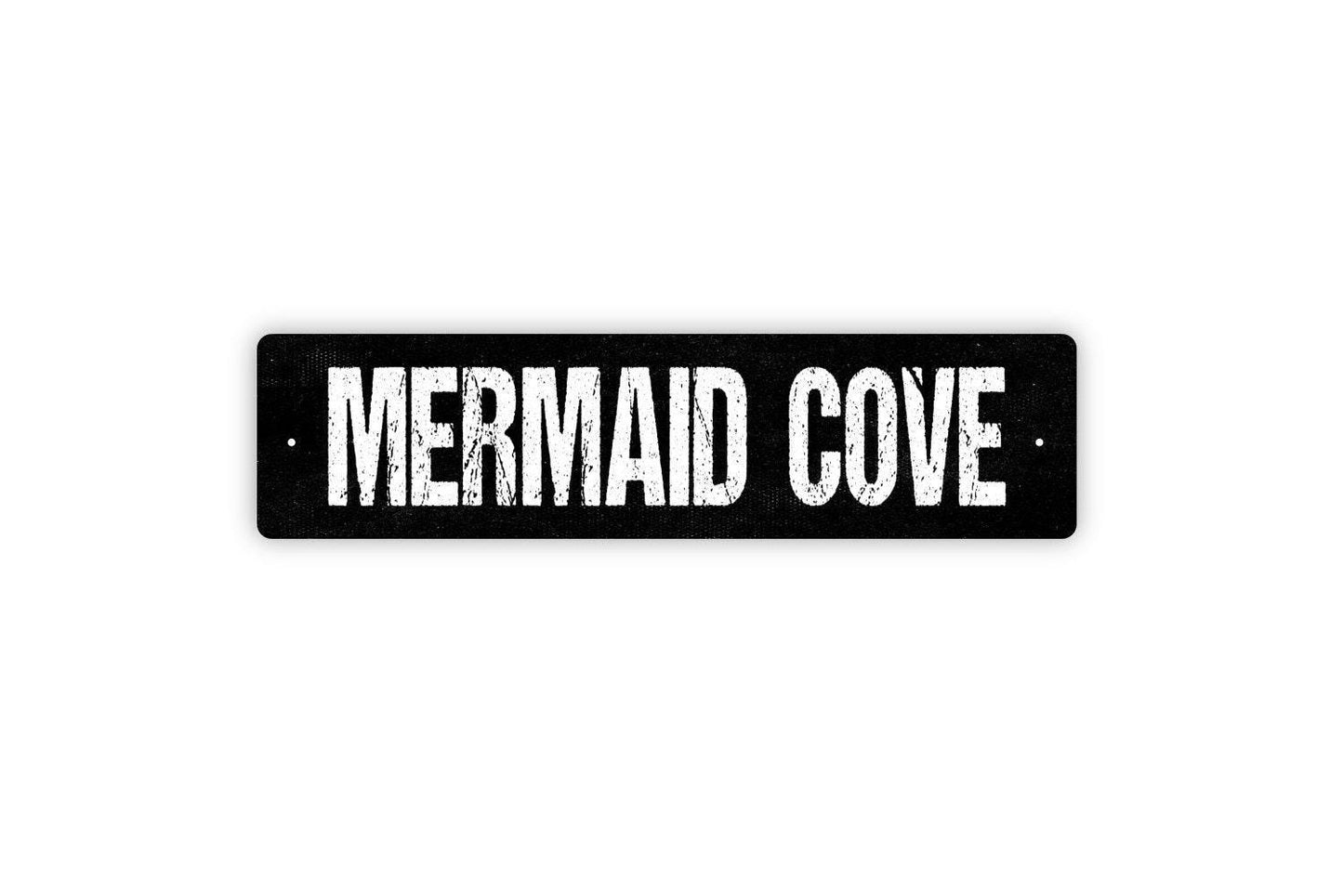 Mermaid Cove Sign - Vinyl Sticker Or  Metal Street Sign or Door Name Plate Plaque
