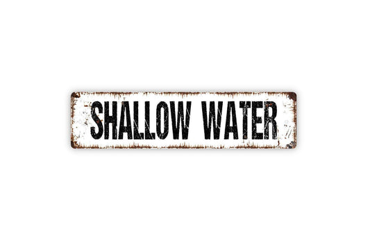 Shallow Water Sign - No Swim Area Shallow Or Rough Water Vinyl Sticker Or  Street Metal Sign or Door Name Plate Plaque