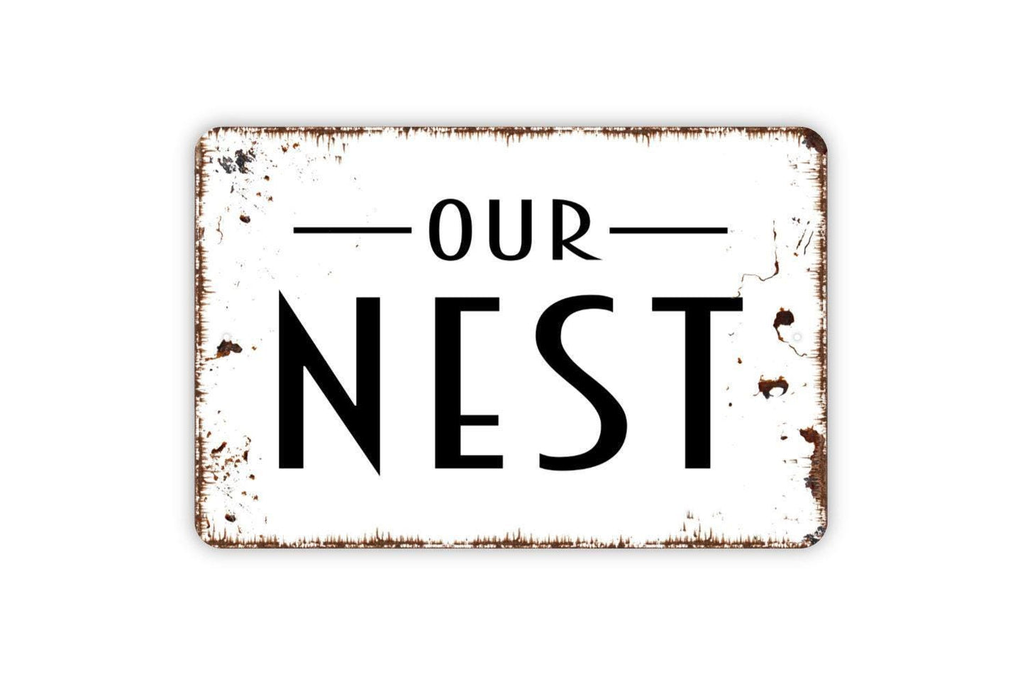 Our Nest Sign – Rustic Farmhouse Wall Decor – Bedroom or Living Room Quote Sign – Family Home Wall Art – Metal Sign or Vinyl Sticker