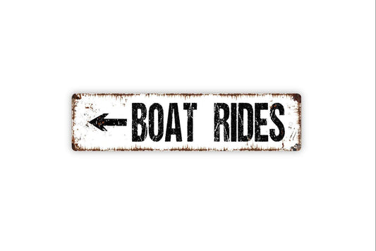 Boat Rides With Arrow Metal Sign,  Farmhouse Contemporary Modern Wall Metal Sign