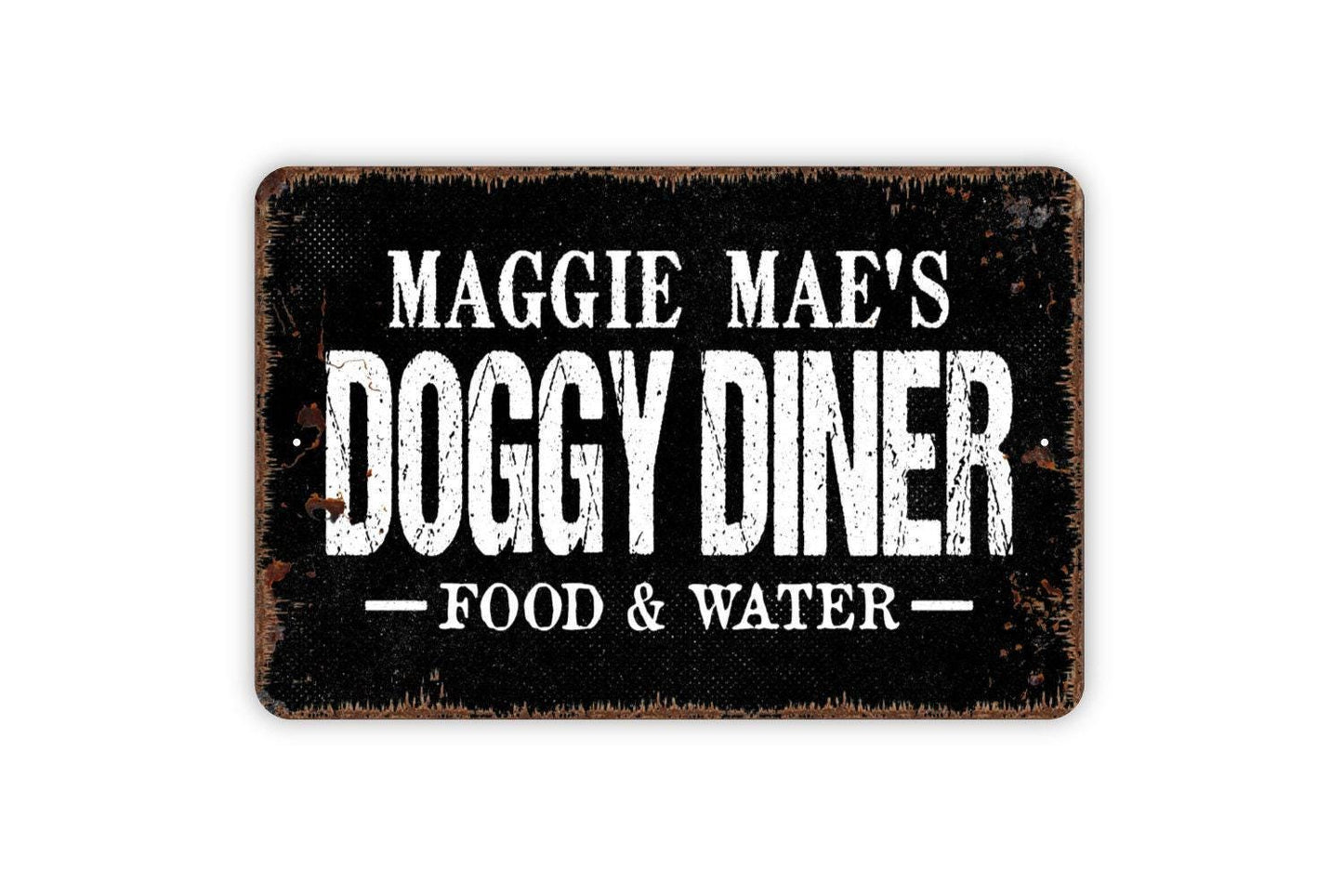 Personalized Doggy Diner Sign - Custom Dog Metal Wall Art