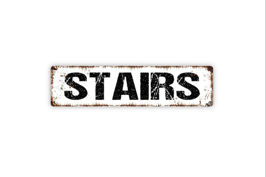 Stairs Sign - Proceed With Caution Vinyl Sticker Or  Custom Metal Street Sign or Door Name Plate Plaque