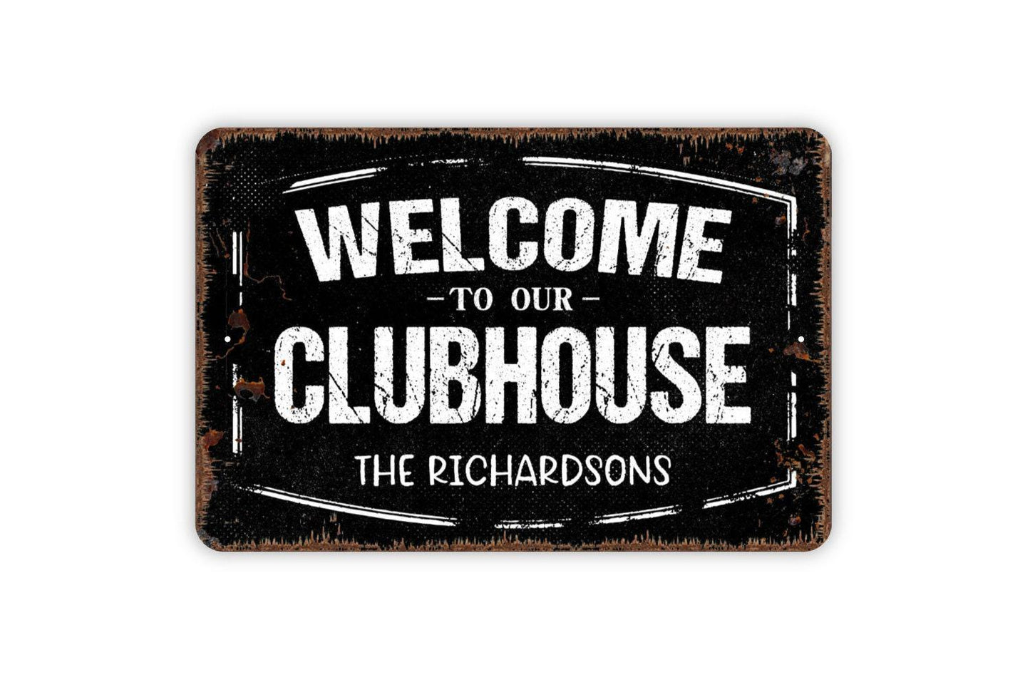 Personalized Welcome To Our Clubhouse Sign - Custom Metal Wall Art Indoor Or Outdoor