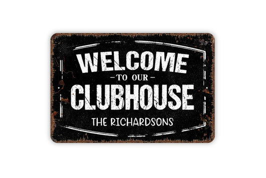 Personalized Welcome To Our Clubhouse Sign - Custom Metal Wall Art Indoor Or Outdoor