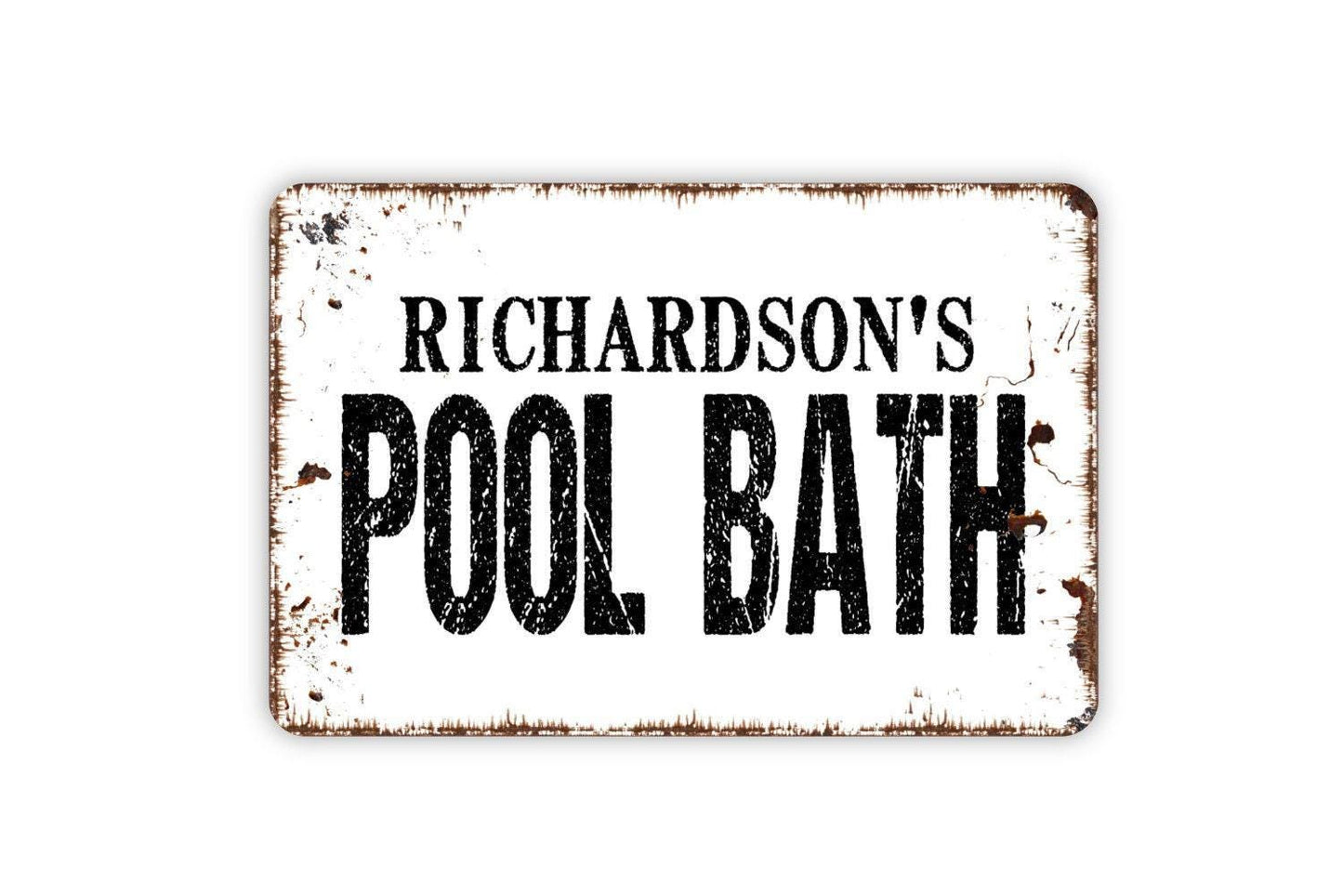 Personalized Pool Bath Sign - Custom Swimming Pool Indoor or Outdoor Metal Wall Art