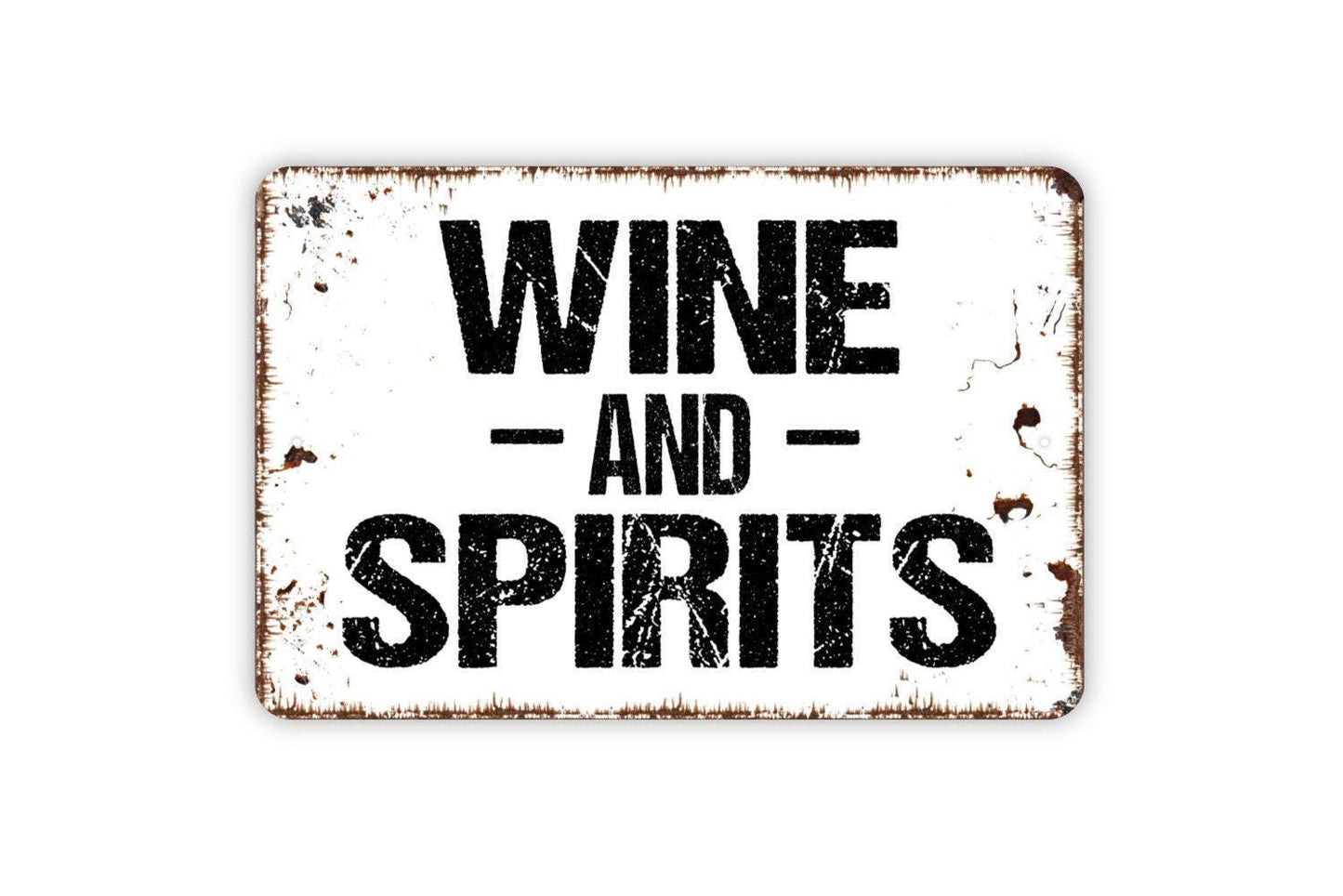 Wine And Spirits Sign | Rustic Bar Liquor Store Wall Decor | Metal Sign or Vinyl Sticker for Kitchen Pub Cellar Restaurant