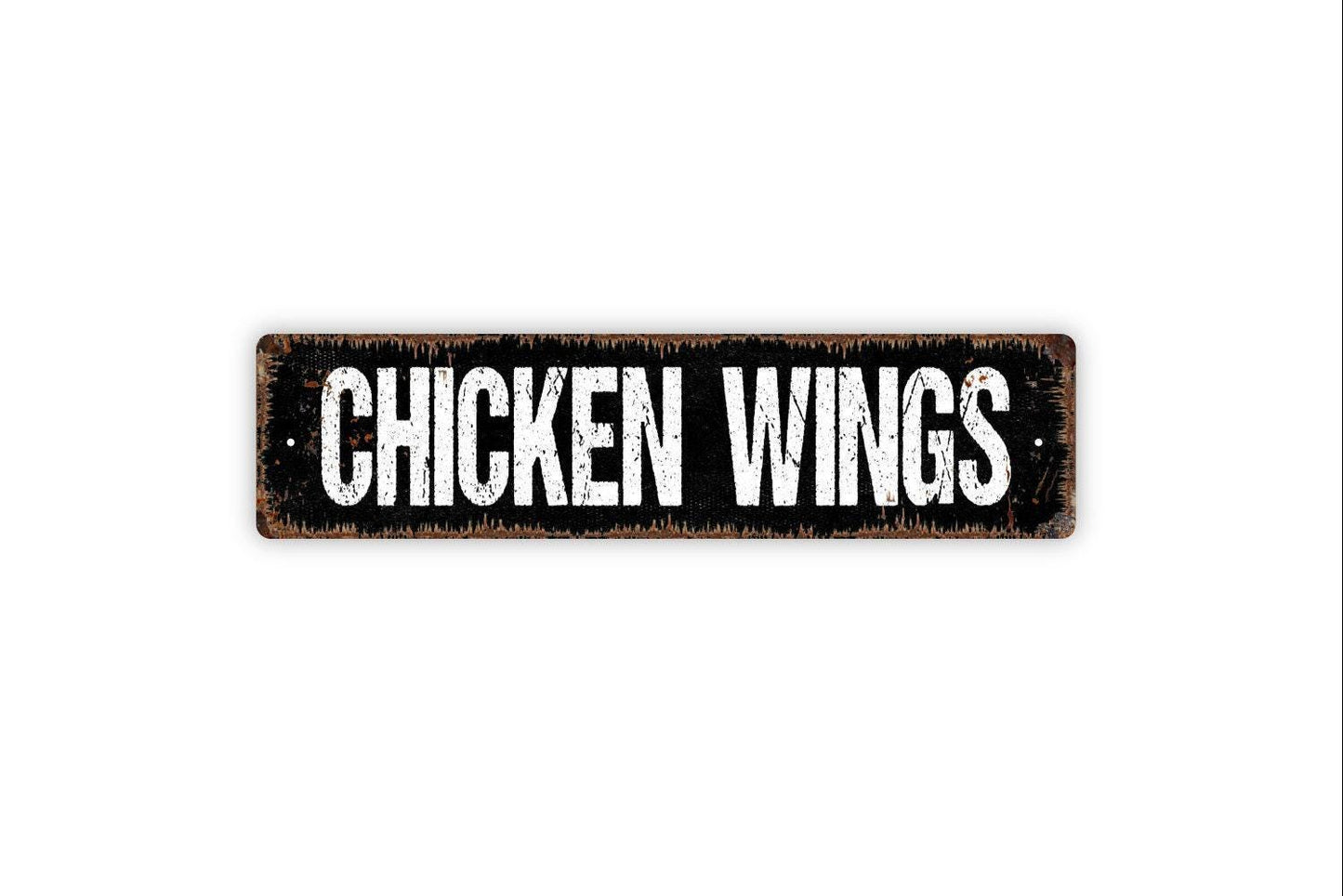 Chicken Wings Sign - Chicken Coop Vinyl Sticker Or  Street Metal Sign or Door Name Plate Plaque
