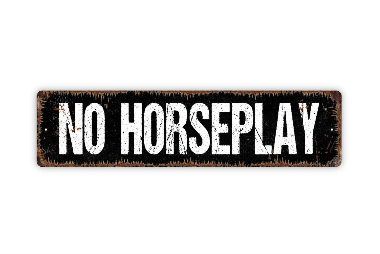 No Horseplay Sign Metal or Vinyl Sticker | Safety Warning Sign | Rustic Pool Sign | Gym Wall Decor | Workplace or Yard Caution Sticker
