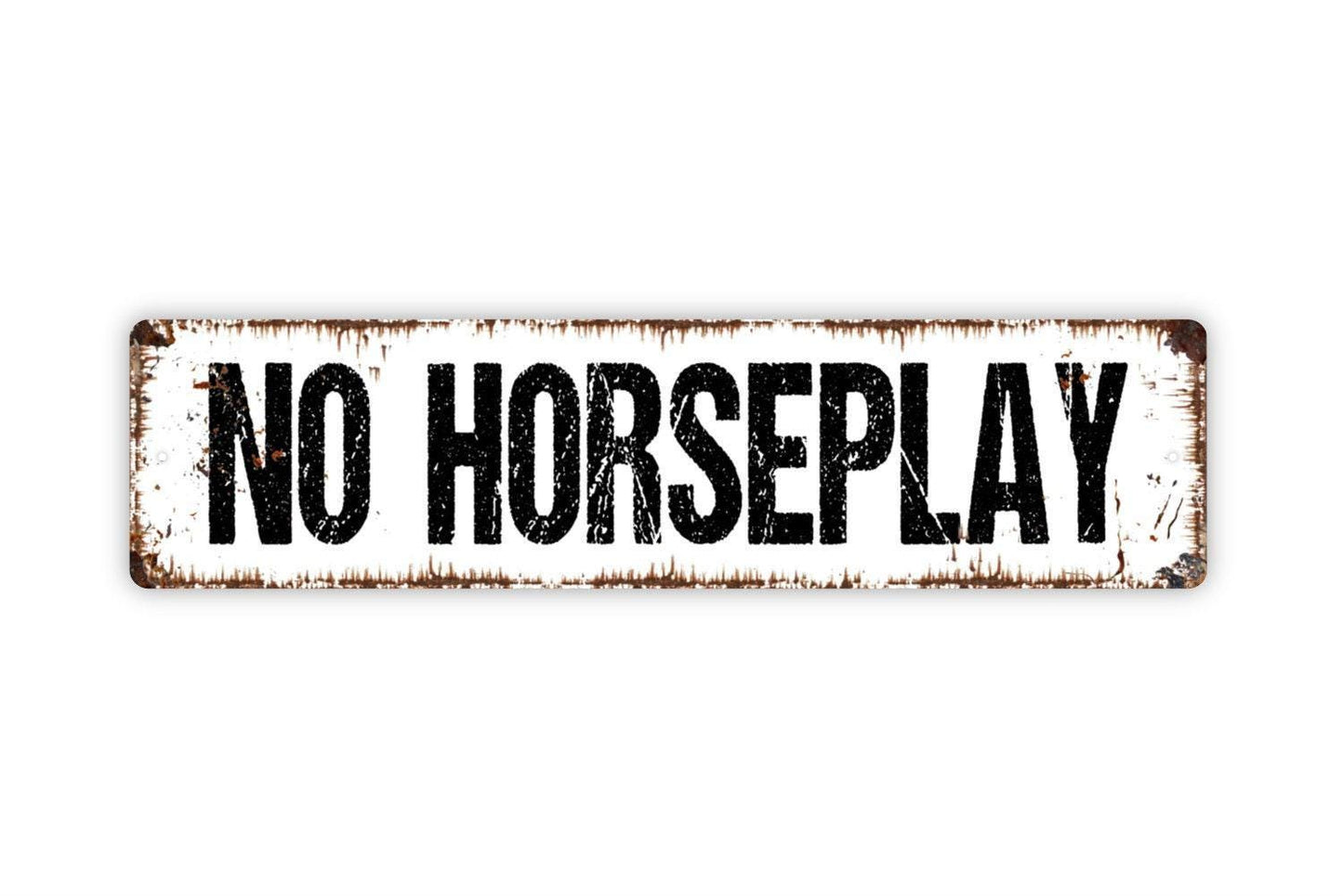 No Horseplay Sign Metal or Vinyl Sticker | Safety Warning Sign | Rustic Pool Sign | Gym Wall Decor | Workplace or Yard Caution Sticker