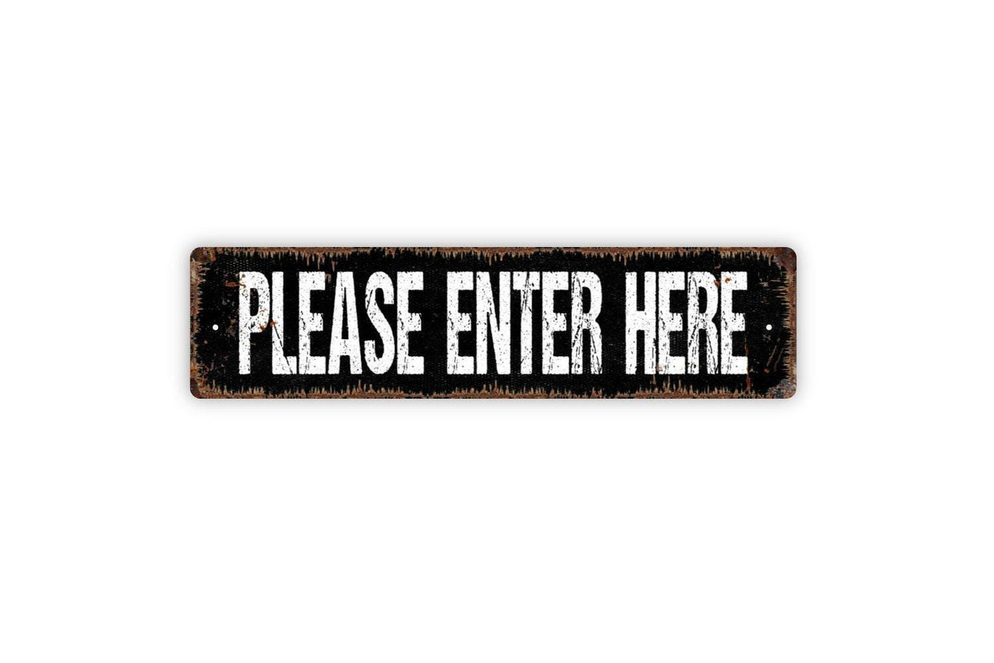 Please Enter Here Sign | Entryway or Business Door Sign | Metal Wall Sign or Vinyl Sticker for Office, School, or Event | Entrance Sign