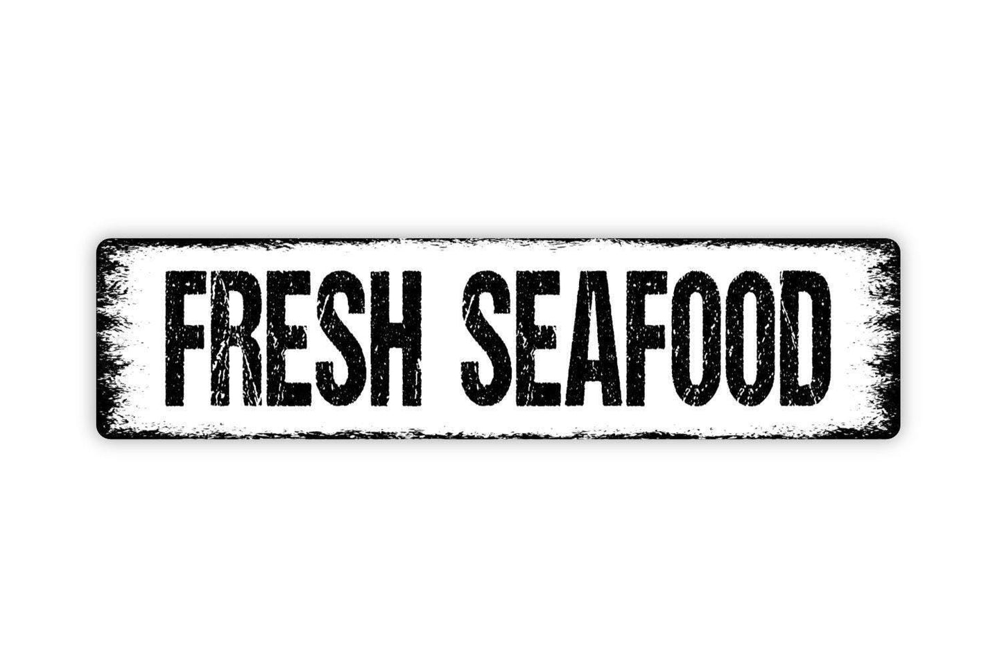 Fresh Seafood Sign - Fish Shrimp Oysters Lobster Boil Kitchen Vinyl Sticker Or  Street Metal Sign or Door Name Plate Plaque