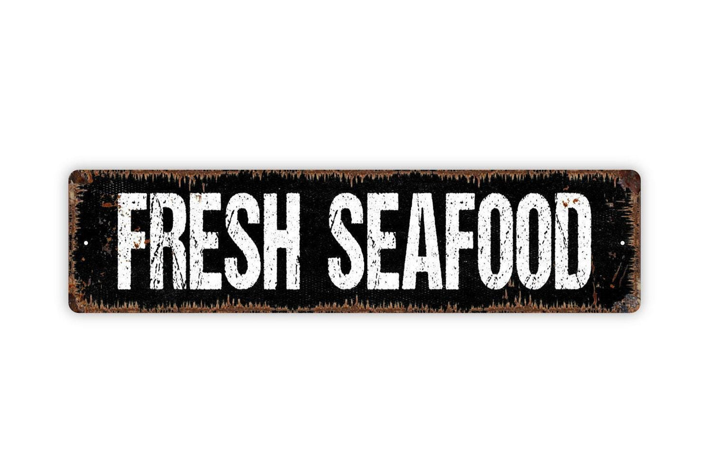 Fresh Seafood Sign - Fish Shrimp Oysters Lobster Boil Kitchen Vinyl Sticker Or  Street Metal Sign or Door Name Plate Plaque
