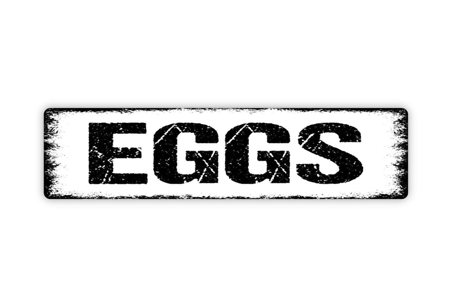 Eggs Sign - Kitchen Vinyl Sticker Or  Custom Metal Street Sign or Door Name Plate Plaque