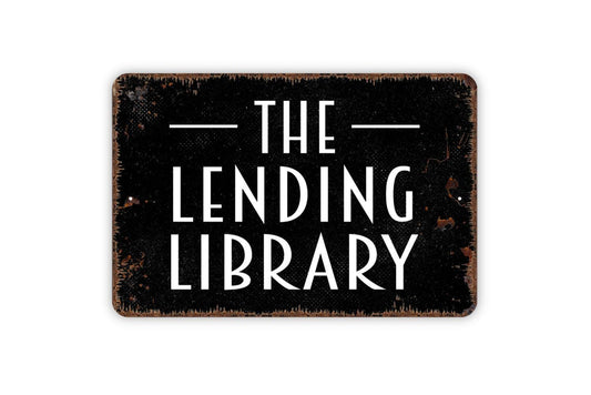 The Lending Library Sign | Neighborhood Book Exchange Sign | Community Reading Swap Library Decor | Metal Sign or Vinyl Sticker