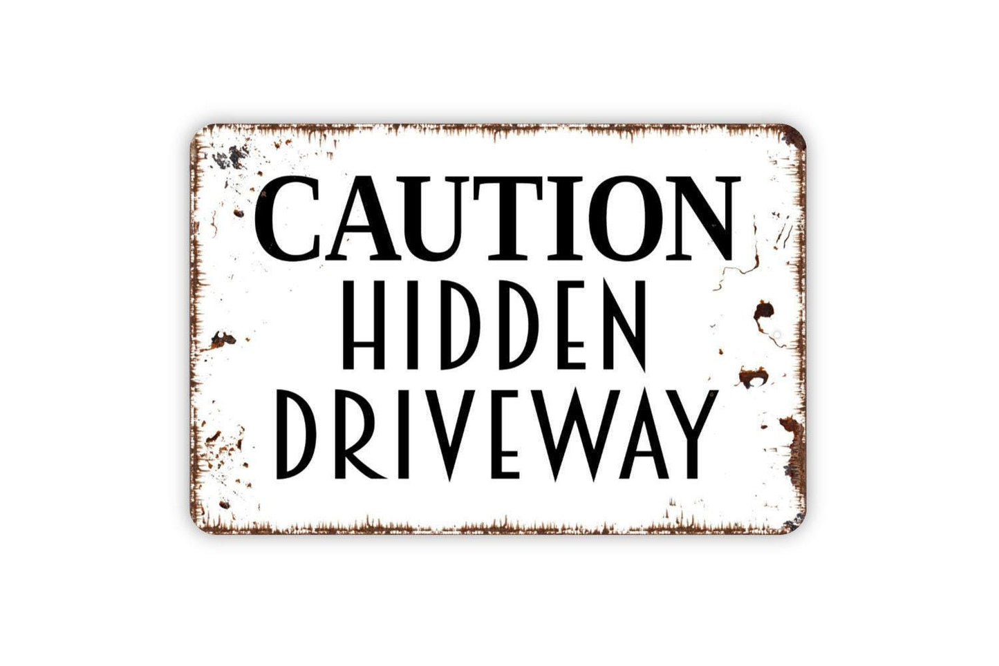Caution Hidden Driveway Sign - Metal Sign Wall Art Indoor Or Outdoor