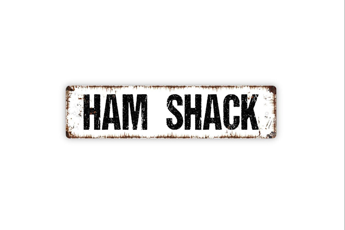Ham Shack Sign – Amateur Radio Operator Station Wall Decor – Rustic Farmhouse Ham Radio Room Sign – Metal Sign or Sticker