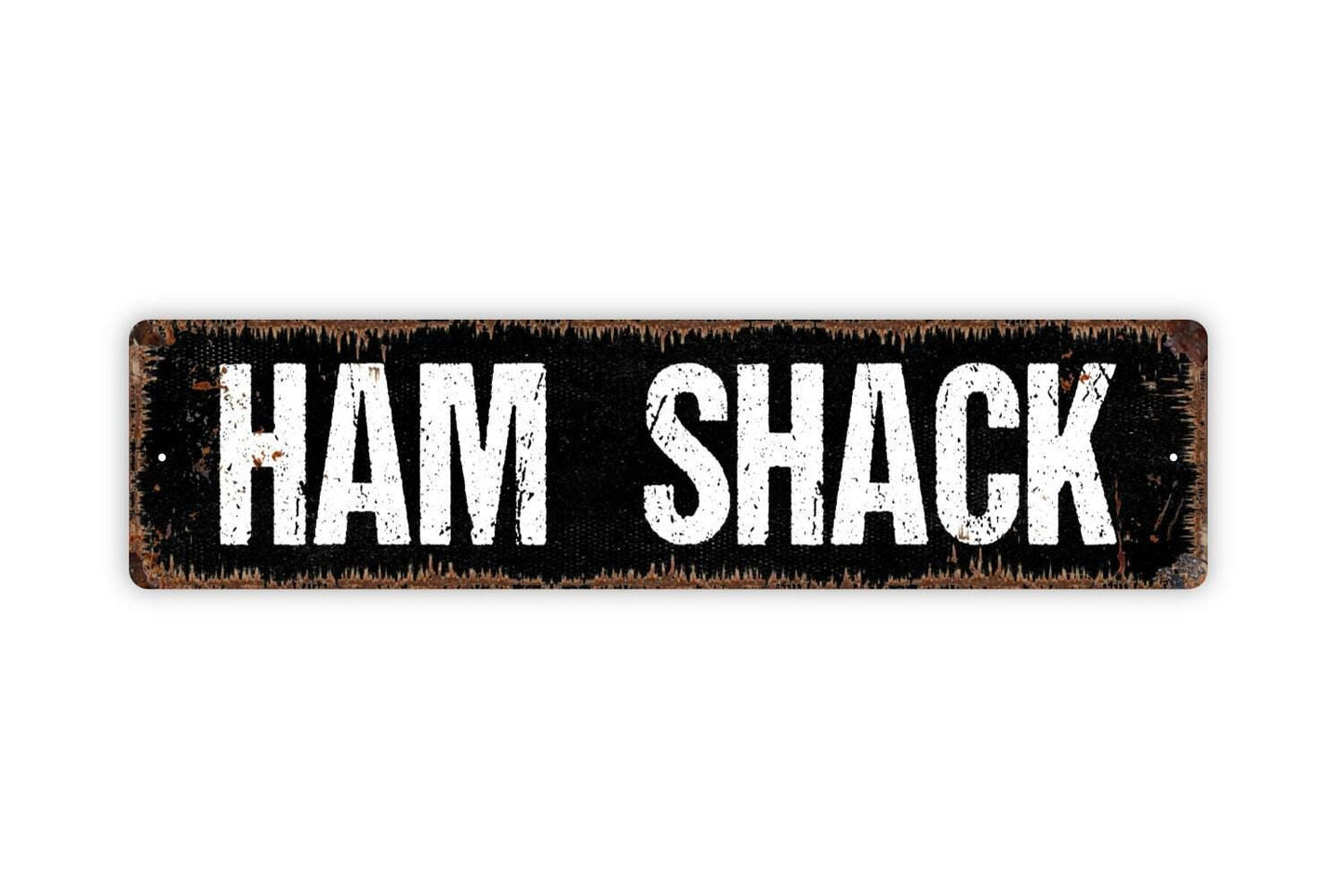 Ham Shack Sign – Amateur Radio Operator Station Wall Decor – Rustic Farmhouse Ham Radio Room Sign – Metal Sign or Sticker