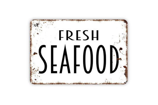 Fresh Seafood Sign - Kitchen Metal Wall Art