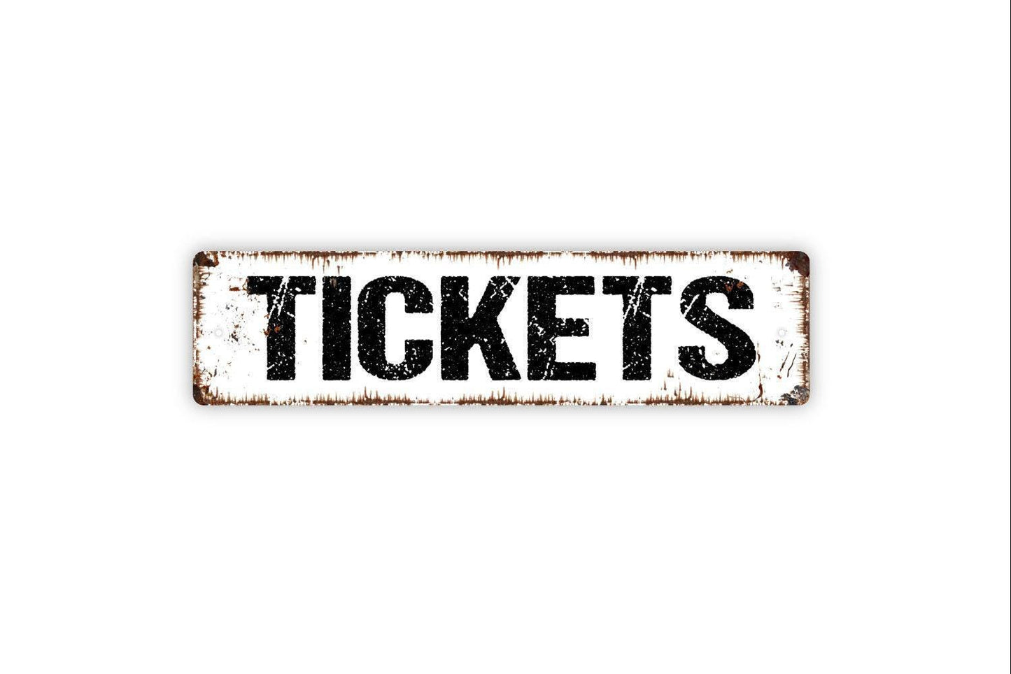 Tickets Sign | Event Admission Counter Decor | Metal Sign or Vinyl Sticker for Carnival, Fair, Theater, or Concession Stand
