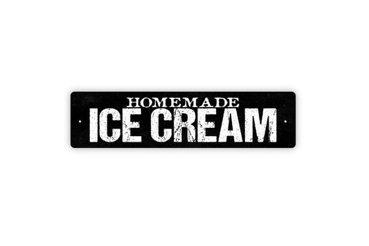 Homemade Ice Cream Sign | Vintage Kitchen Wall Decor | Metal Sign or Vinyl Sticker for Ice Cream Shop, Parlor, or Summer Home