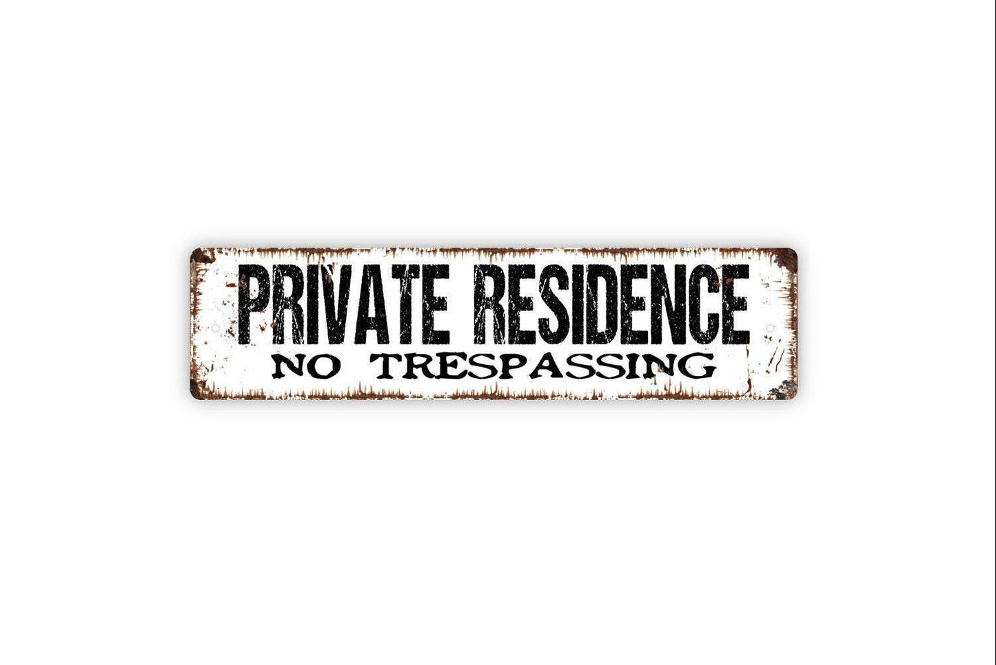 Private Residence No Trespassing Sign | Property Security Warning | Metal Sign or Vinyl Sticker for Home, Yard, Driveway, or Gate