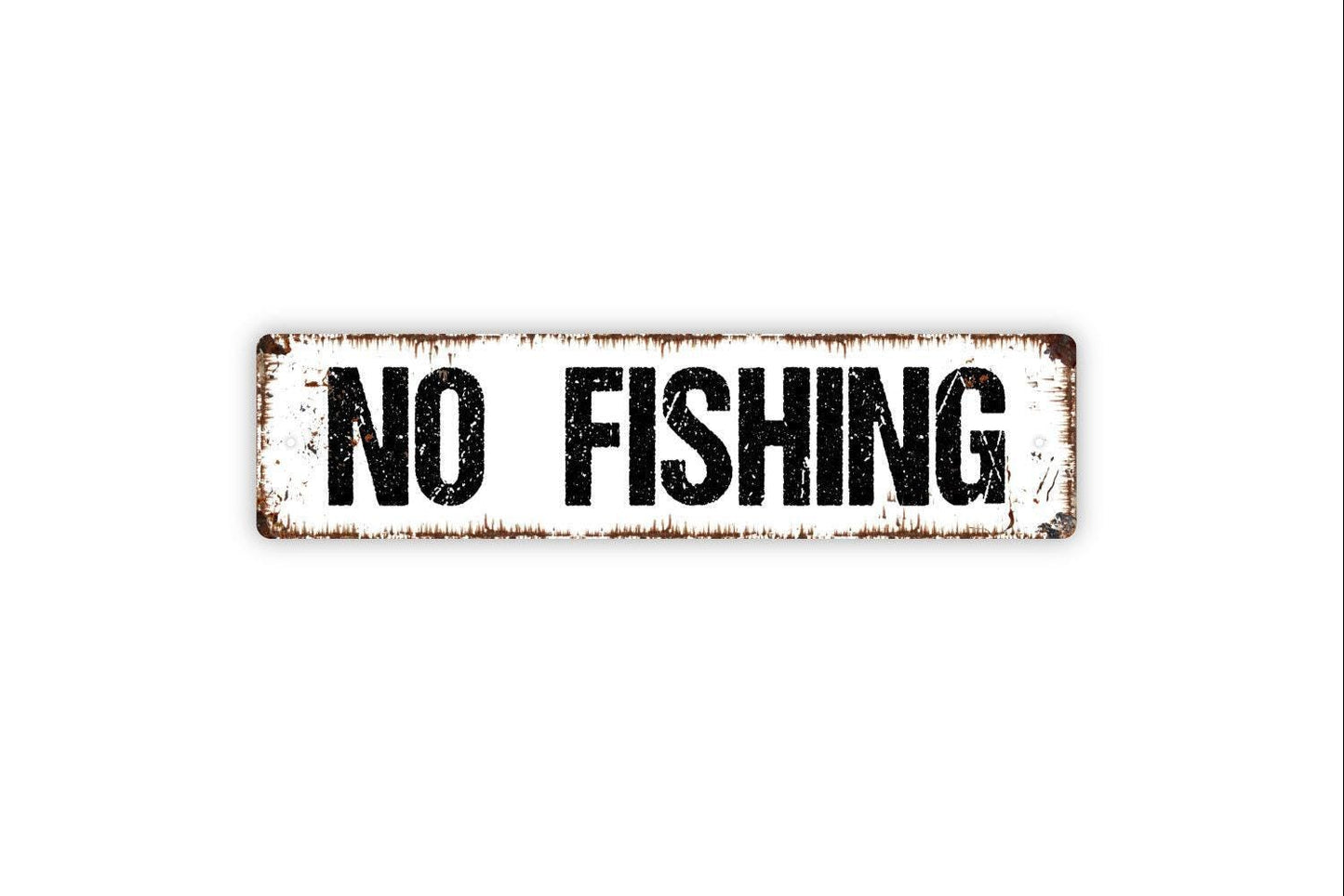 No Fishing Sign - No Trespassing Private Pond Lake Stream Property Vinyl Sticker Or  Street Metal Sign or Door Name Plate Plaque