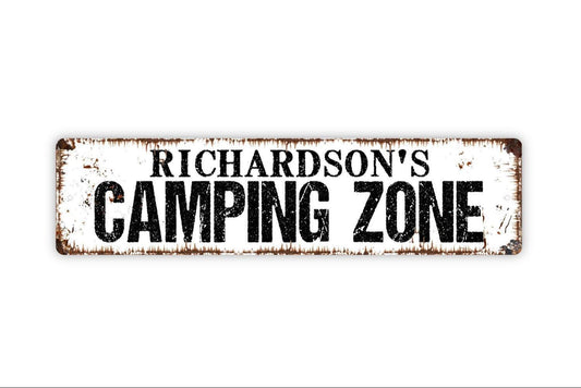 Personalized Camping Zone Sign, Custom Metal Sign, Vinyl Sticker Or  Street Sign or Door Name Plate Plaque