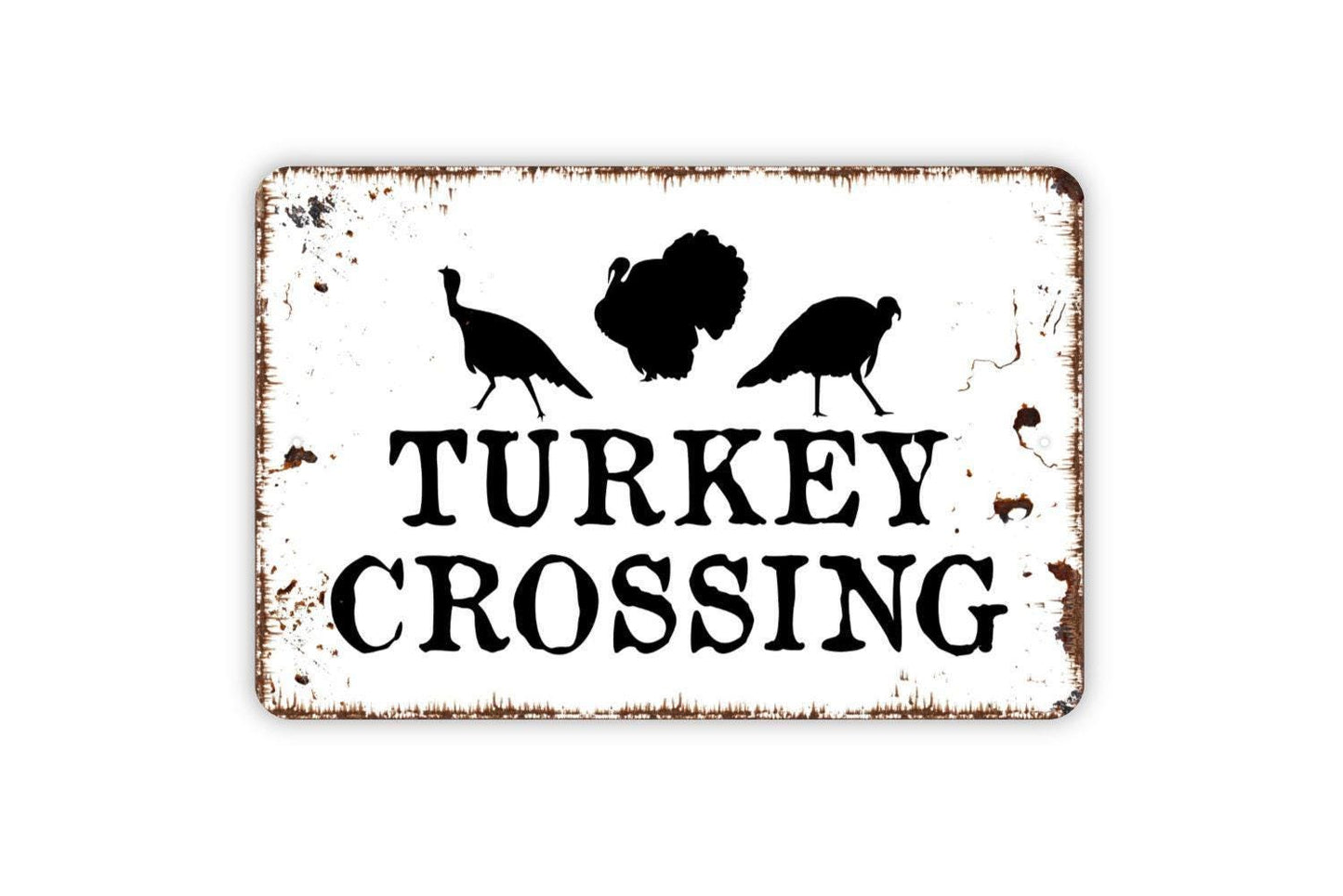 Turkey Crossing Sign | Funny Farm Metal Sign or Vinyl Sticker | Barn, Coop, Yard, or Rustic Country Gift for Farmers | Sign For Turkey Lover