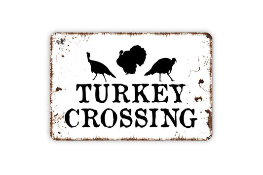 Turkey Crossing Sign | Funny Farm Metal Sign or Vinyl Sticker | Barn, Coop, Yard, or Rustic Country Gift for Farmers | Sign For Turkey Lover
