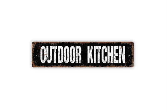 Outdoor Kitchen Sign - Backyard Grill Station Patio Vinyl Sticker Or  Street Metal Sign or Door Name Plate Plaque