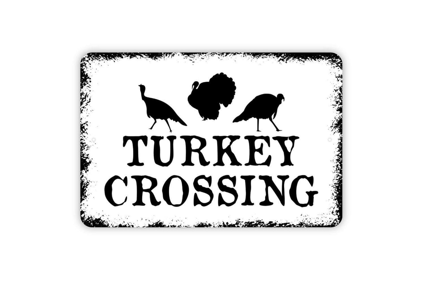 Turkey Crossing Sign | Funny Farm Metal Sign or Vinyl Sticker | Barn, Coop, Yard, or Rustic Country Gift for Farmers | Sign For Turkey Lover