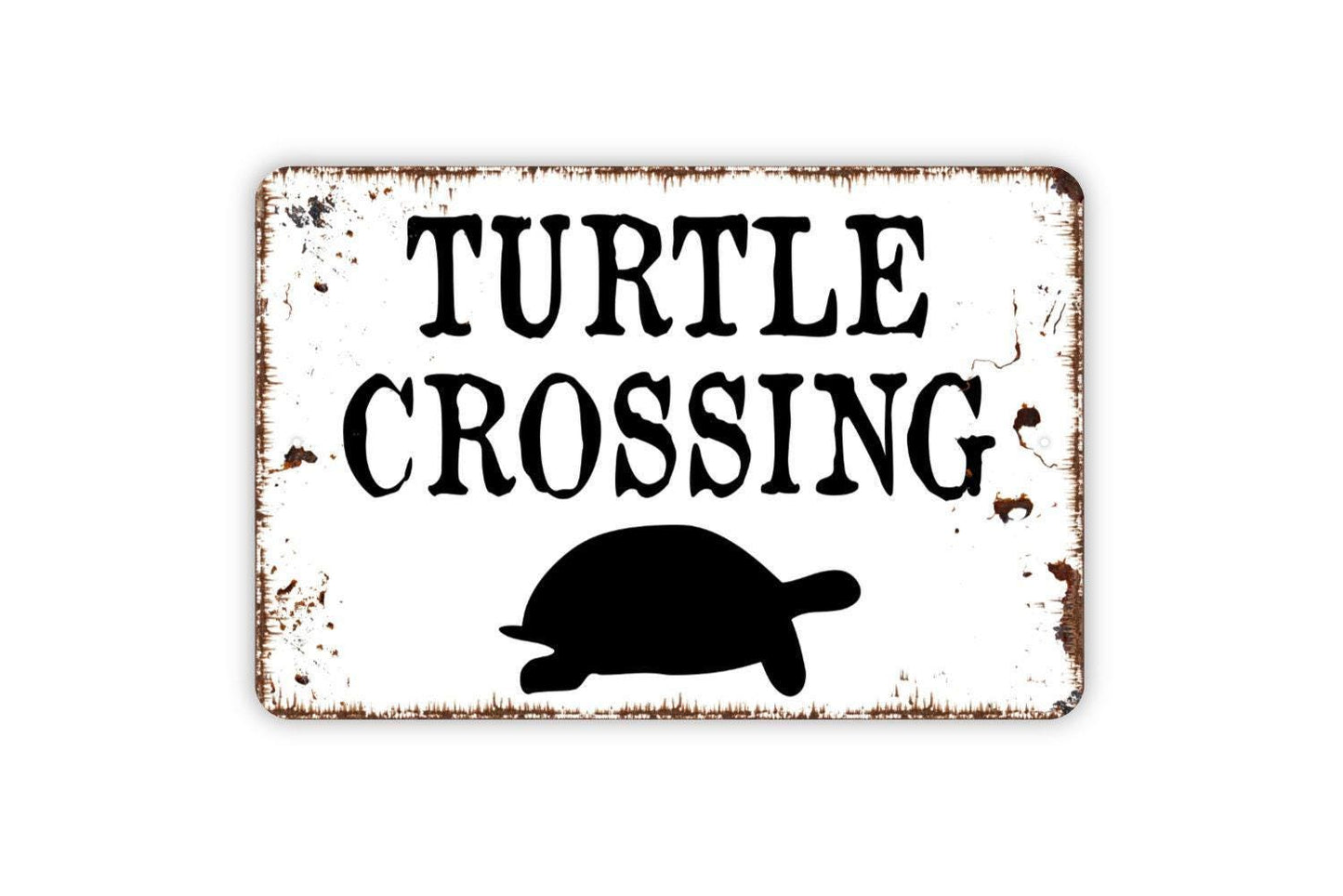 Turtle Crossing Sign Metal or Vinyl Sticker | Funny Animal Crossing Sign | Rustic Yard Decor | Wildlife Lover Gift | Farm or Garden Sticker