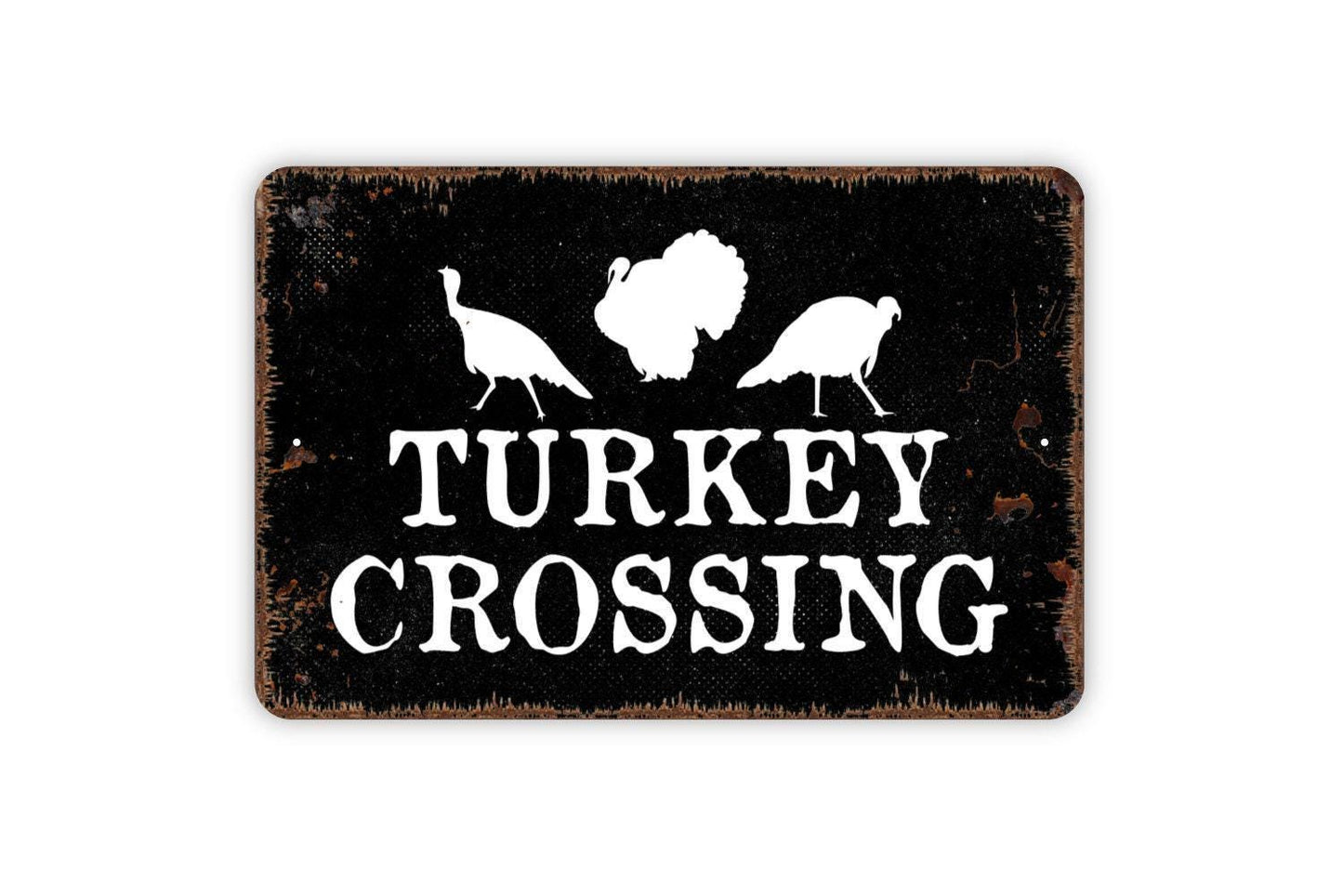 Turkey Crossing Sign | Funny Farm Metal Sign or Vinyl Sticker | Barn, Coop, Yard, or Rustic Country Gift for Farmers | Sign For Turkey Lover
