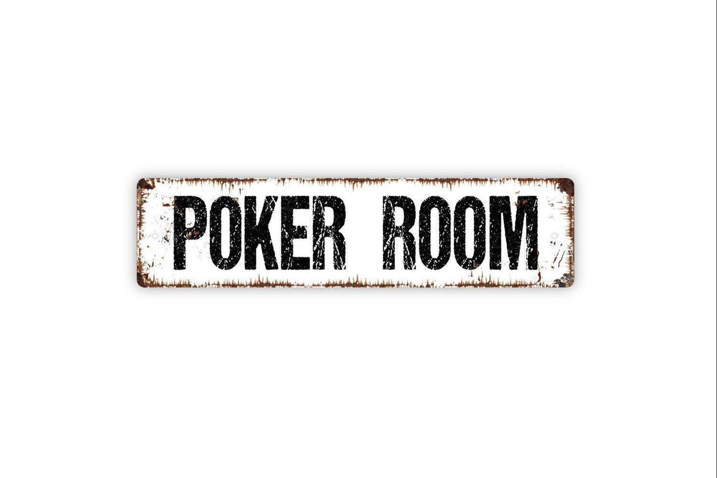 Poker Room Sign – Man Cave Wall Decor – Game Room or Casino Night Wall Art – Rustic Playing Card Sign – Metal Sign or Vinyl Sticker