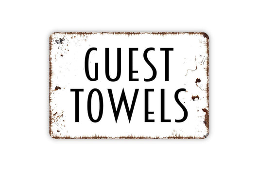 Guest Towels Sign - Bathroom or Swimming Pool Metal Wall Art