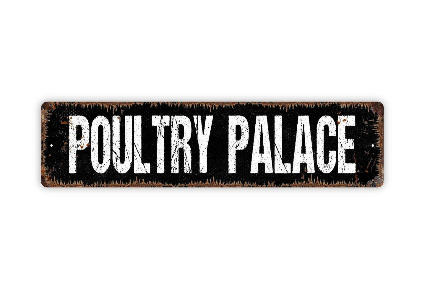 Poultry Palace Sign | Funny Chicken Coop Farm Decor | Metal Sign or Vinyl Sticker for Barn Yard Farmhouse Hen House