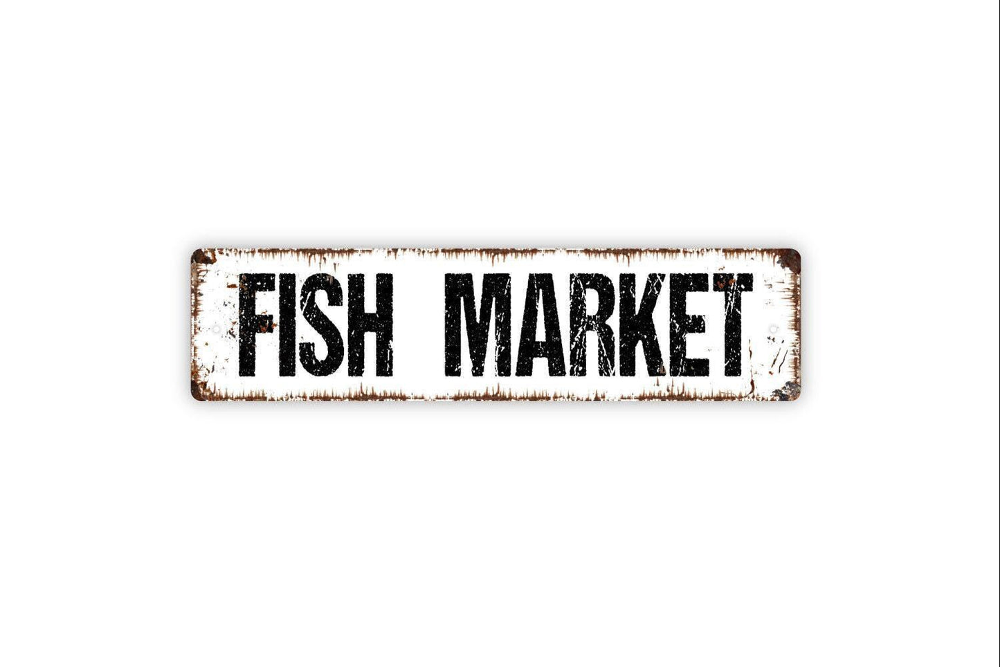 Fish Market Sign - Fish House Fishing Store Fresh Catch Seafood Vinyl Sticker Or  Street Metal Sign or Door Name Plate Plaque