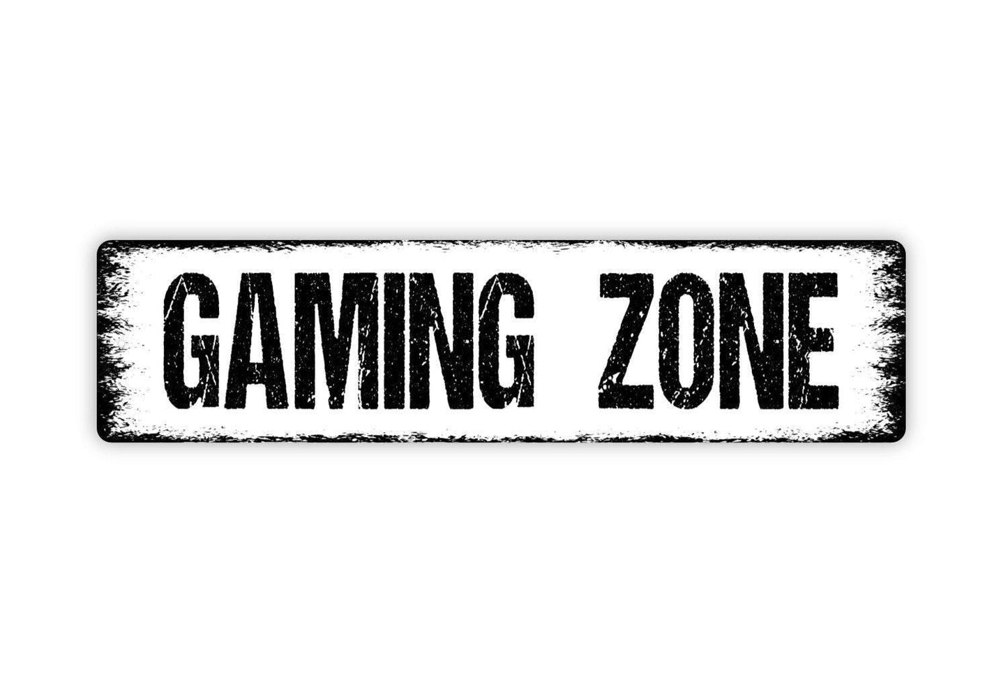 Gaming Zone Sign - Arcade Man Cave Media Video Games TV Farmhouse Style Decor Vinyl Sticker Or  Street Metal Sign or Door Name Plate Plaque