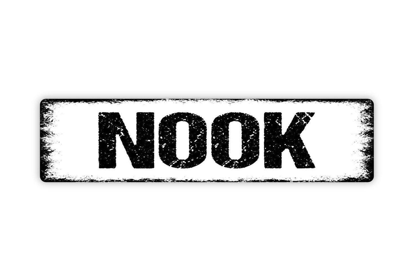 Nook Sign - Reading Corner Cubby Storage Vinyl Sticker Or  Street Metal Sign or Door Name Plate Plaque
