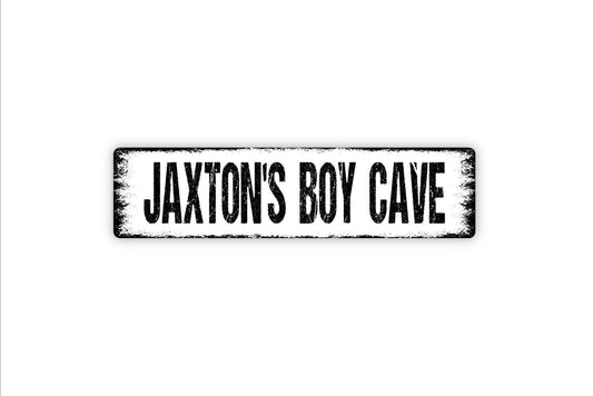 Personalized Boy Cave Sign - Custom Text Vinyl Sticker Or  Metal Street Sign or Door Name Plate Plaque