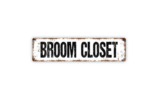 Broom Closet Sign – Metal Utility Room Label, Cleaning Closet Sign, Farmhouse Laundry or Storage Room Wall Décor