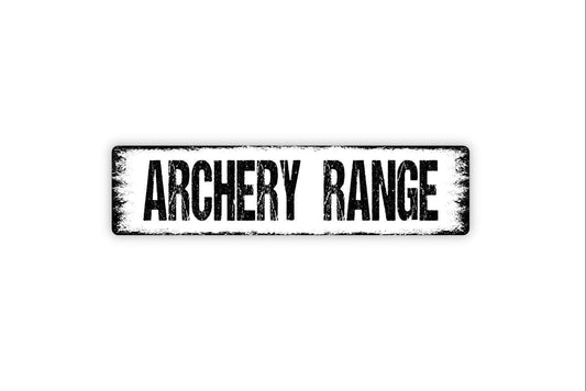 Archery Range Sign | Rustic Sports Wall Sign for Backyard, Lodge, Camp, or Club | Metal Sign or Vinyl Sticker Outdoor Hunting and Target