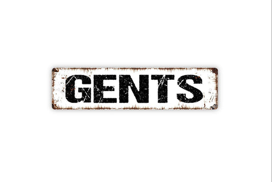 Gents Sign Metal or Vinyl Sticker | Rustic Bathroom Sign | Farmhouse Washroom Decor | Restroom Door Sign | Vintage Toilet Wall Sticker
