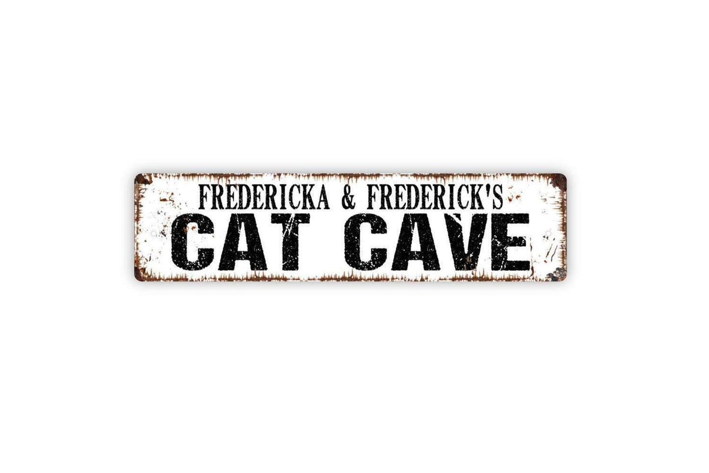 Personalized Cat Cave Sign | Custom Cat Lover Sign Metal or Vinyl Sticker | Funny Pet Decor | Rustic Farmhouse Cat Sign | Cat Owner Gift