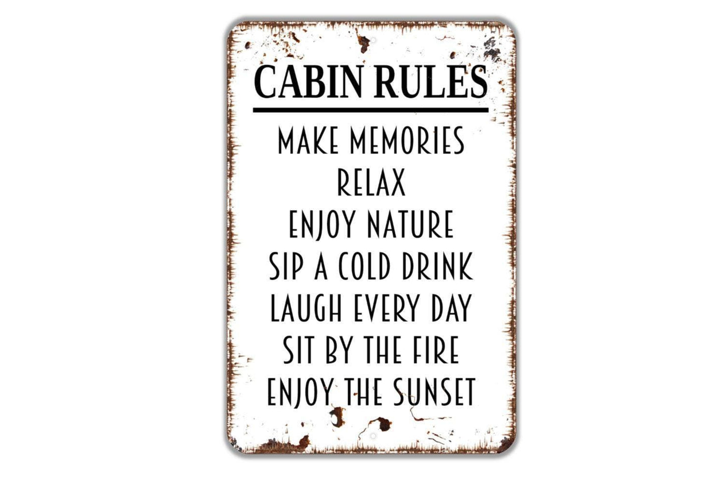Cabin Rules Sign - Metal Indoor or Outdoor Wall Art
